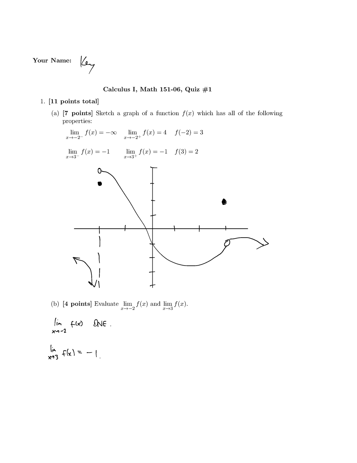 Quiz 1 Key Linmits Math 151 Umbc Studocu