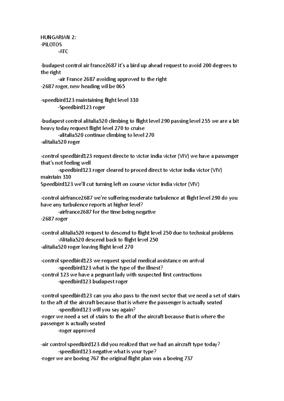 Transcripccion audios - HUNGARIAN 2: -PILOTOS -ATC -budapest control ...
