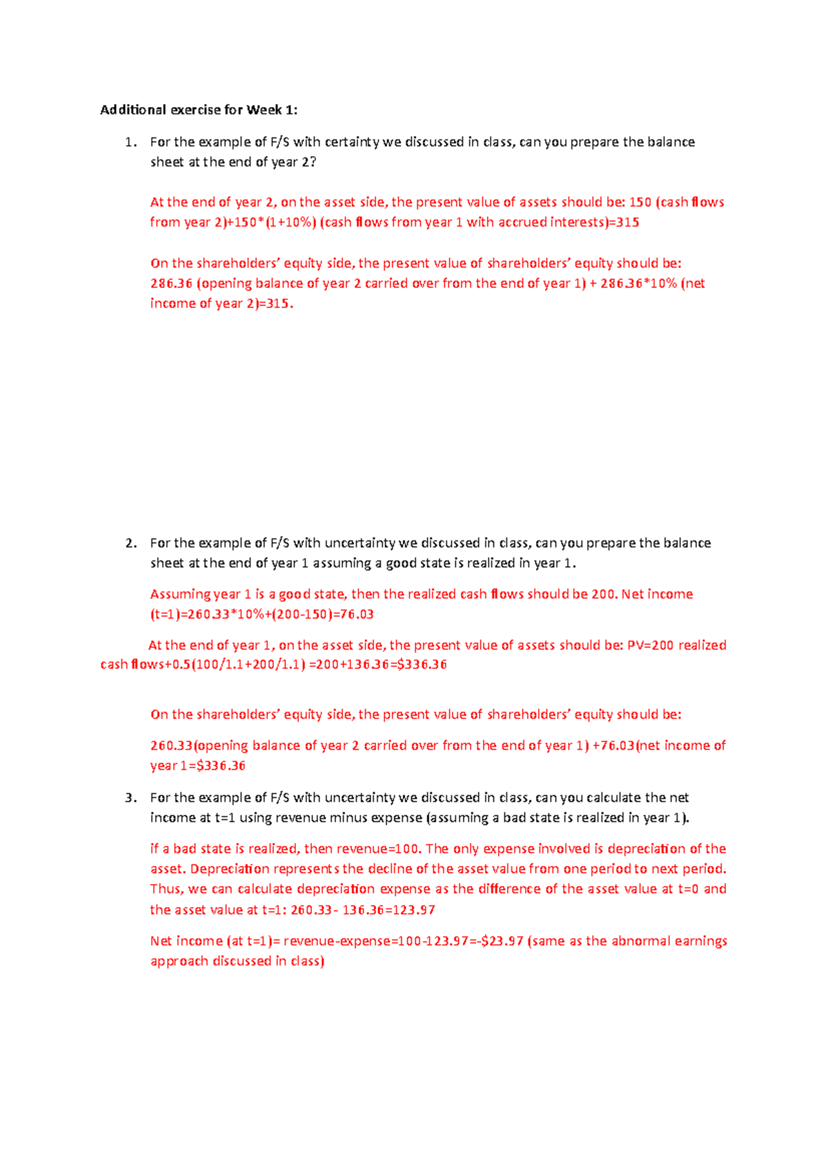 Solutions to additional exercises for Week 1 - ACC332 - Studocu