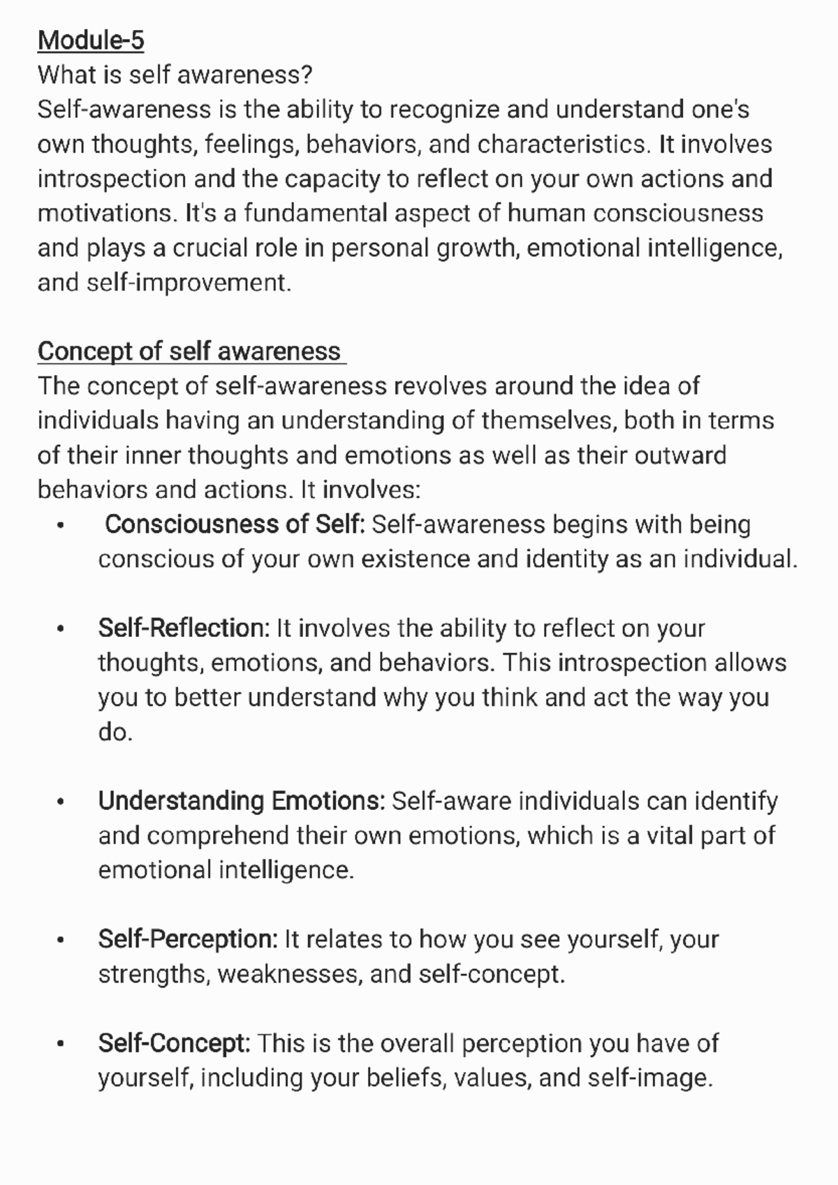 Module 5 231021 131728 - What is self awareness? is the ability to ...