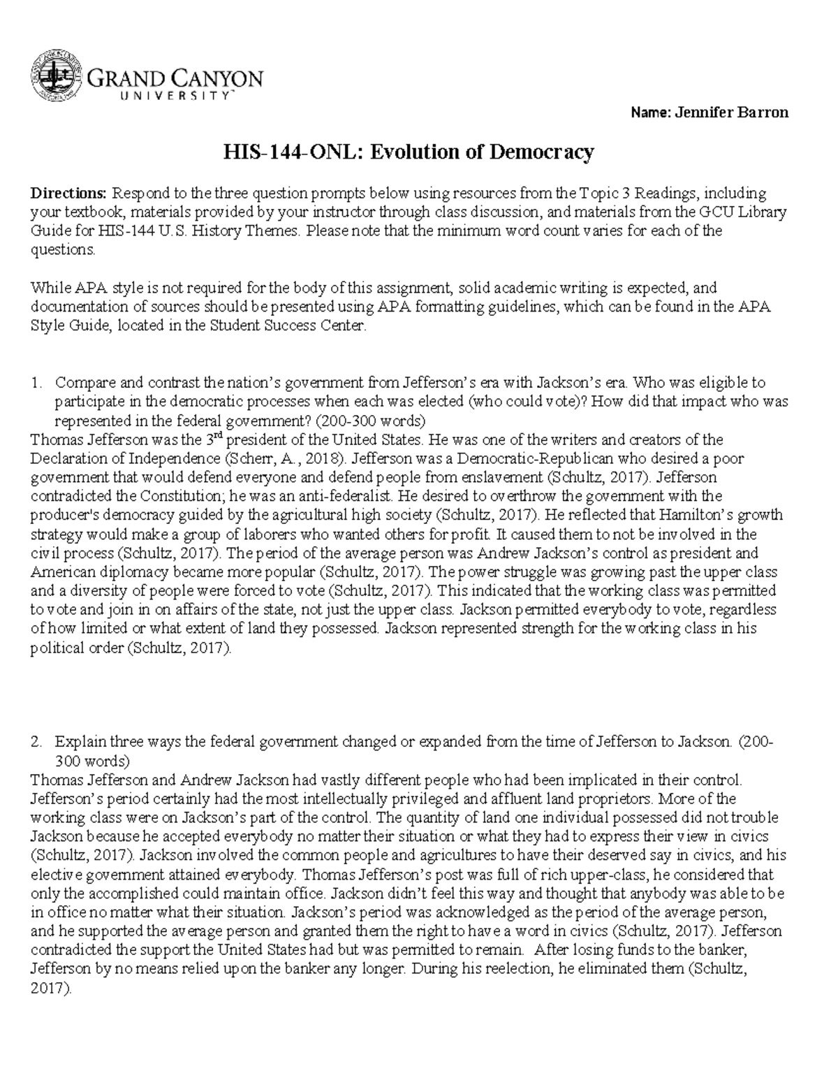 HIS-144-RS-Evolution of Democracy Worksheet - Name: Jennifer Barron HIS ...