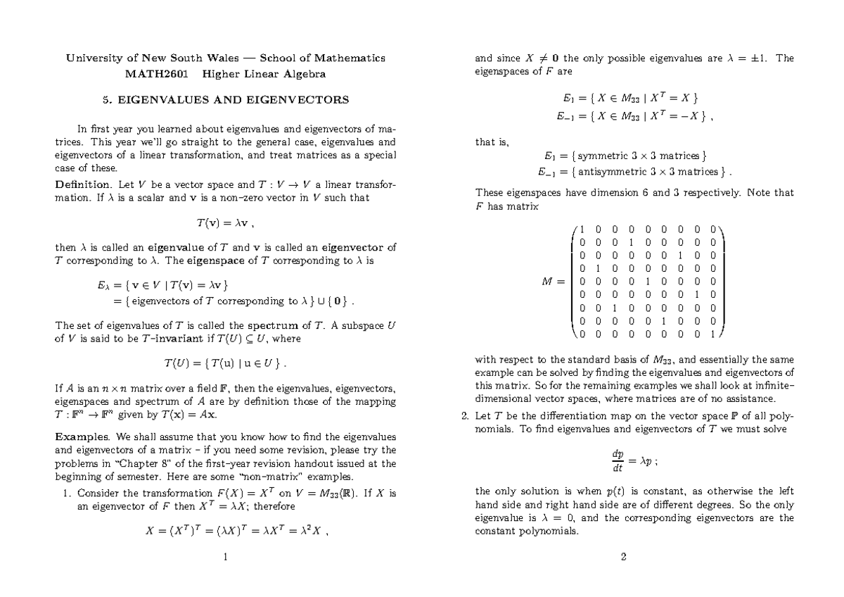 Chapter 5 - Lecture Notes - University of New South Wales — School of ...