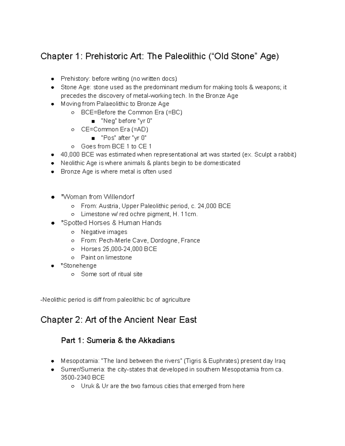 Art 175 Notes Chapter 1 Prehistoric Art The Paleolithic Age Prehistory Before Writing No Studocu