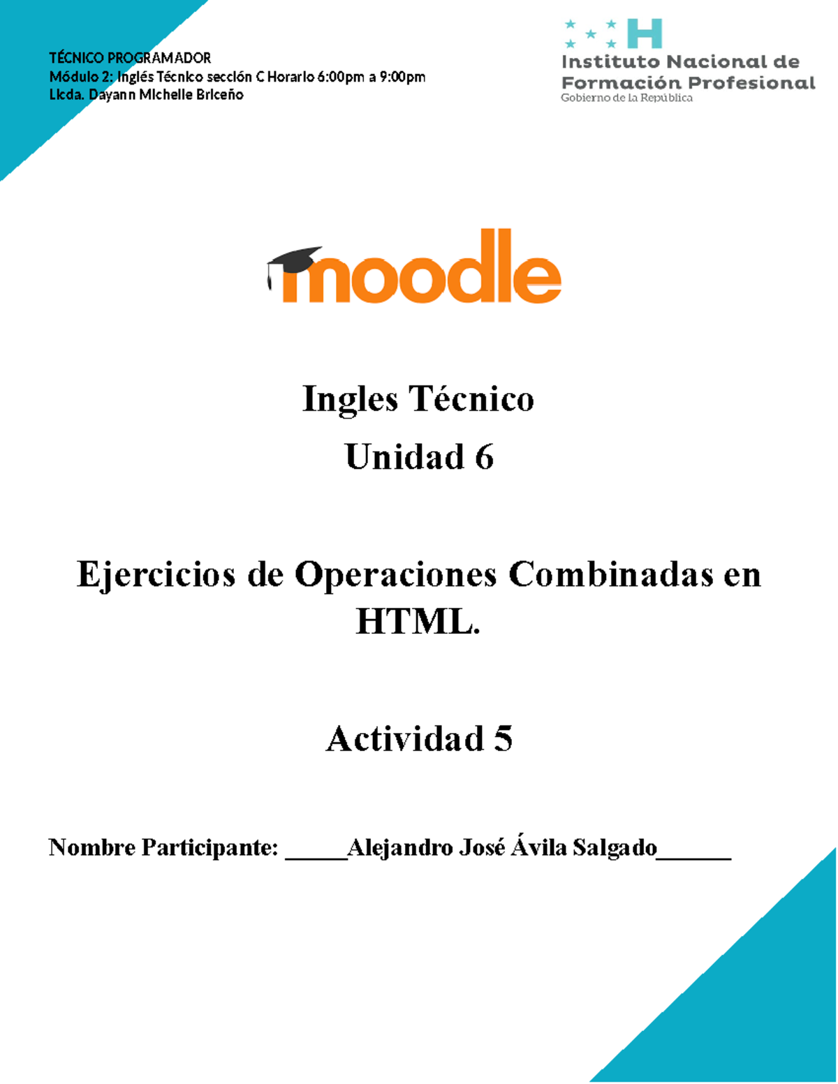 Actividad #5 HTML Y CSS Tecnico programador ingles tecnico Alejandro ...