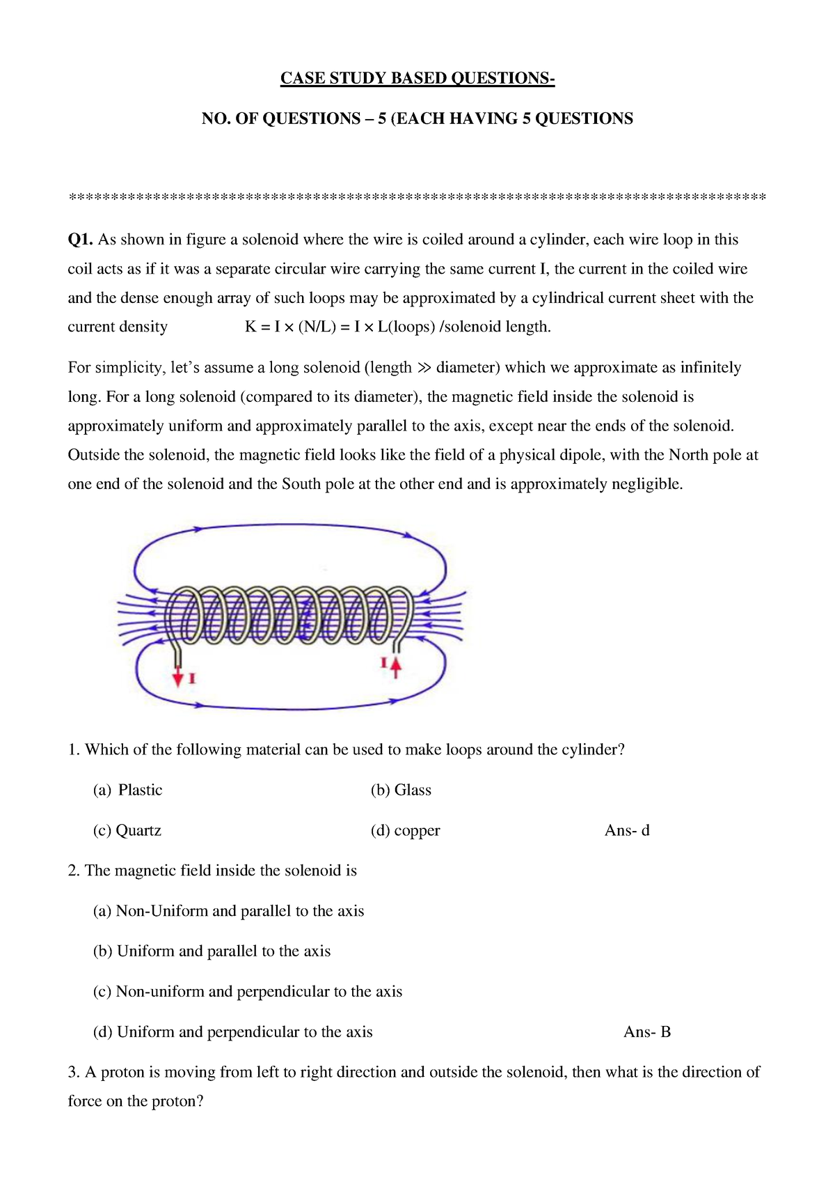 case study questions moving charges and magnetism