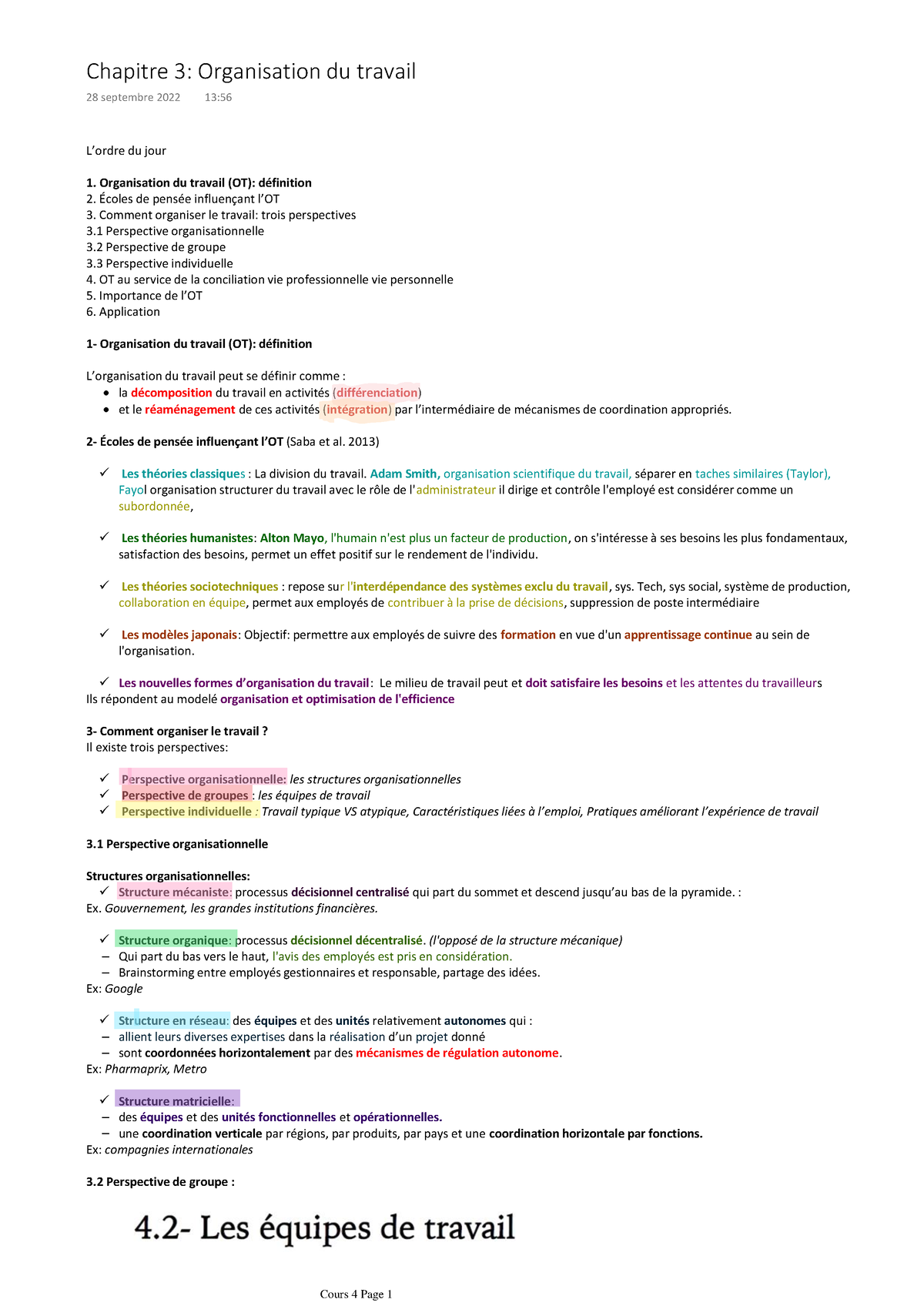 Chapitre 3 Organisation Du Travail - L’ordre Du Jour Organisation Du ...