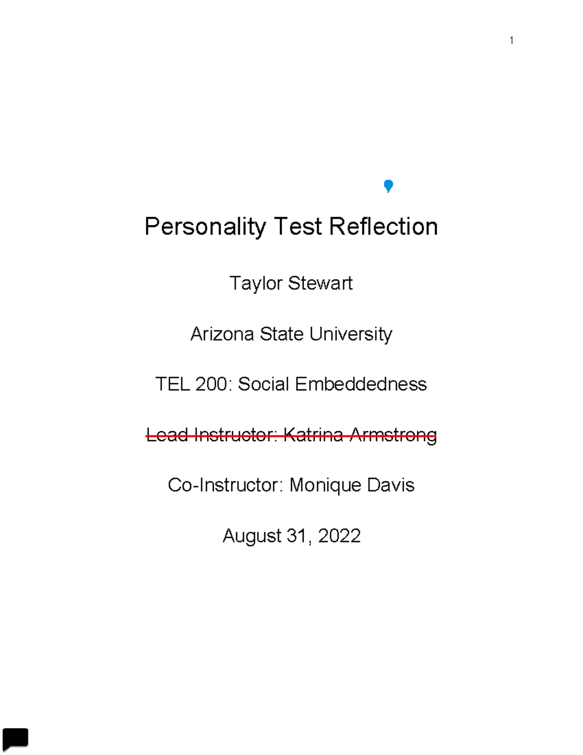 reflective essay about personality test