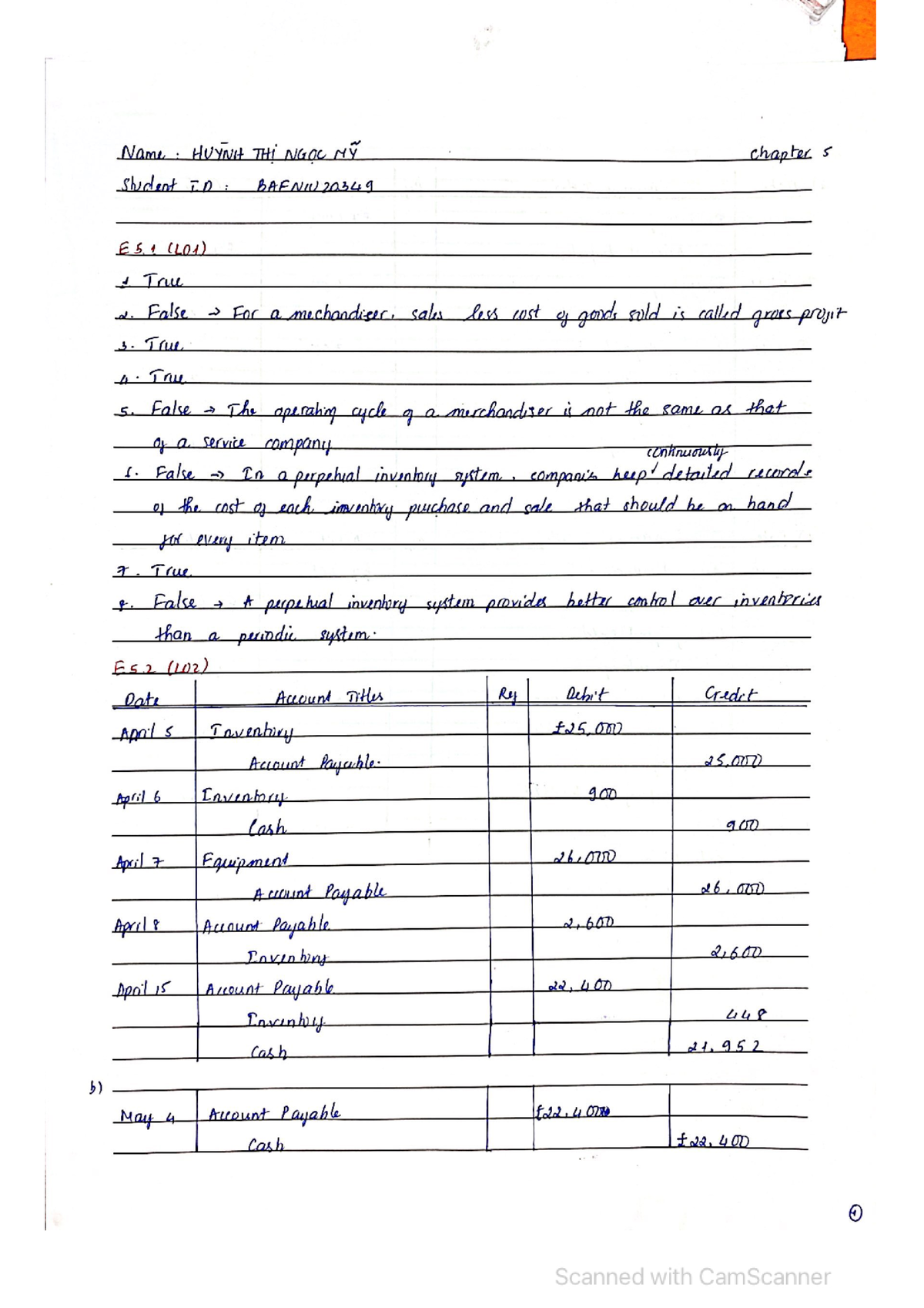 financial accounting chapter 5 homework