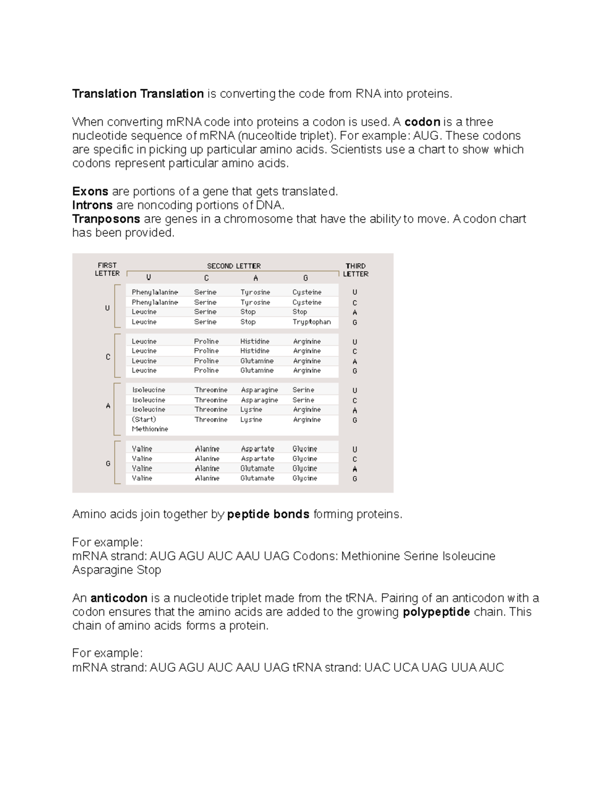 Translation Translation is converting the code from RNA into proteins ...