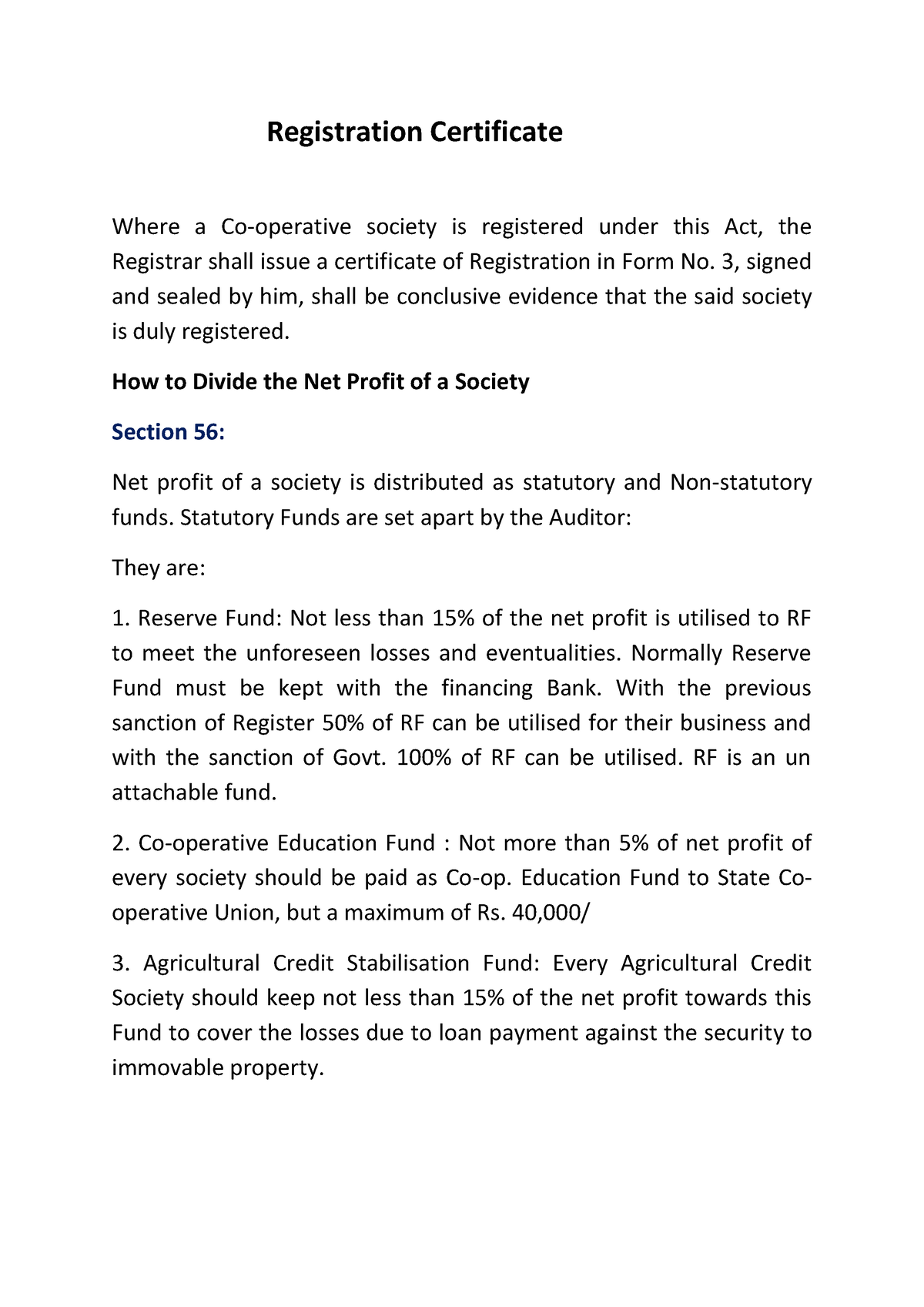 Documents Required For Co Operative Society Registration