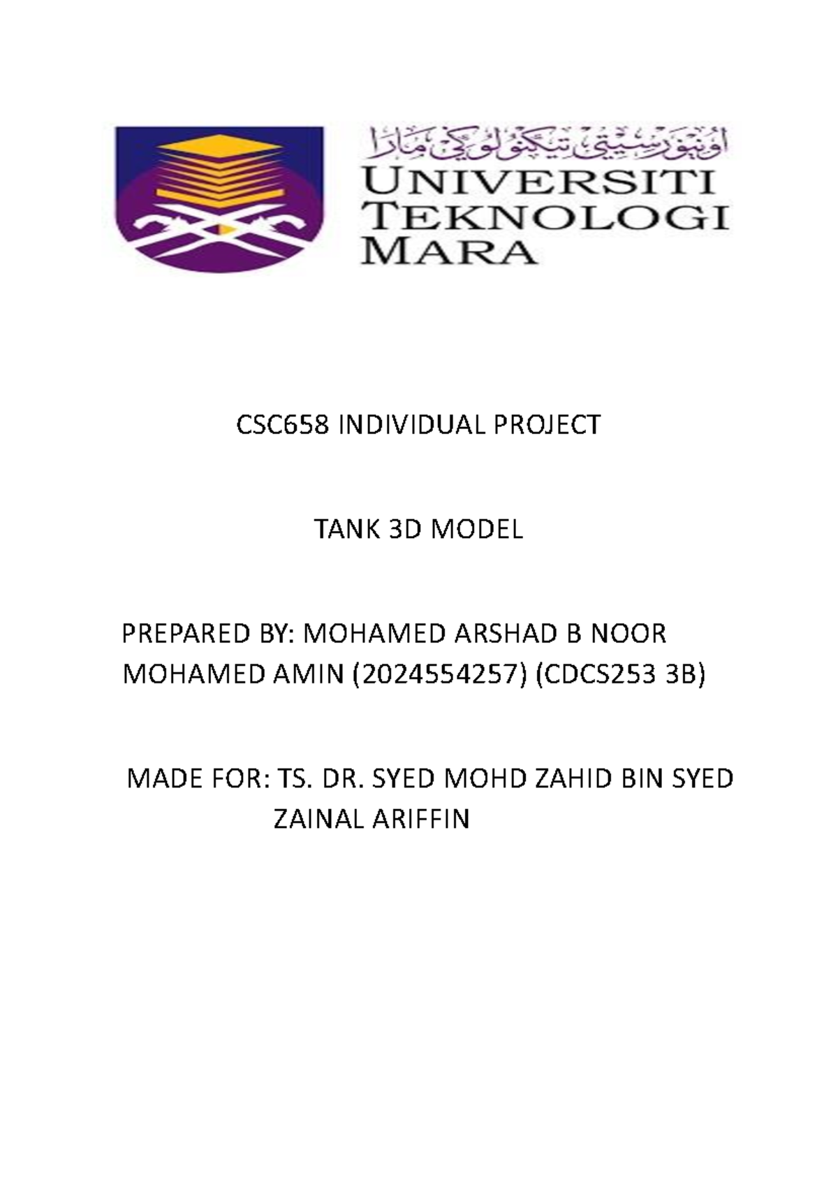 Csc658 Individual Project Csc658 Individual Project Tank 3d Model