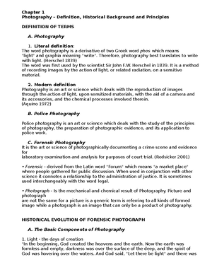 Forensic Photography Notes 2 - Topic: History of Photography The ...
