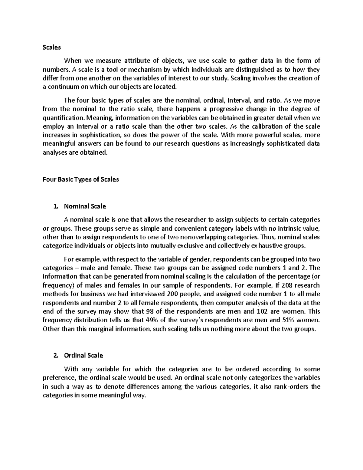 Four Types of Scales - The Research Process: Step 6 - Scales When we ...