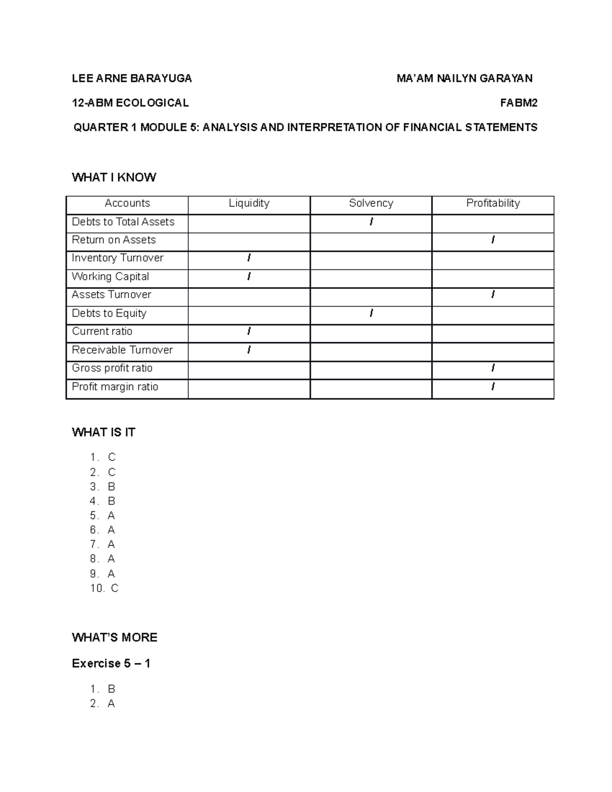 FABM2 Module 5 Analysis AND Interpretation OF Financial Statements ...