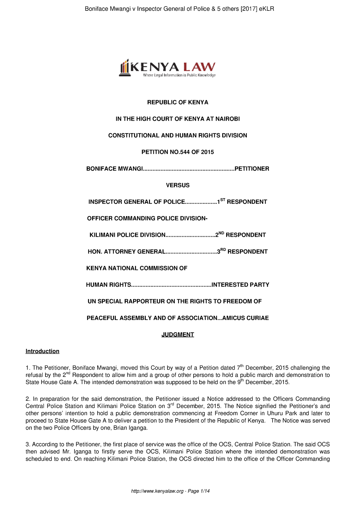 Petition 44 Of 2015 REPUBLIC OF KENYA IN THE HIGH COURT OF KENYA AT   Thumb 1200 1697 