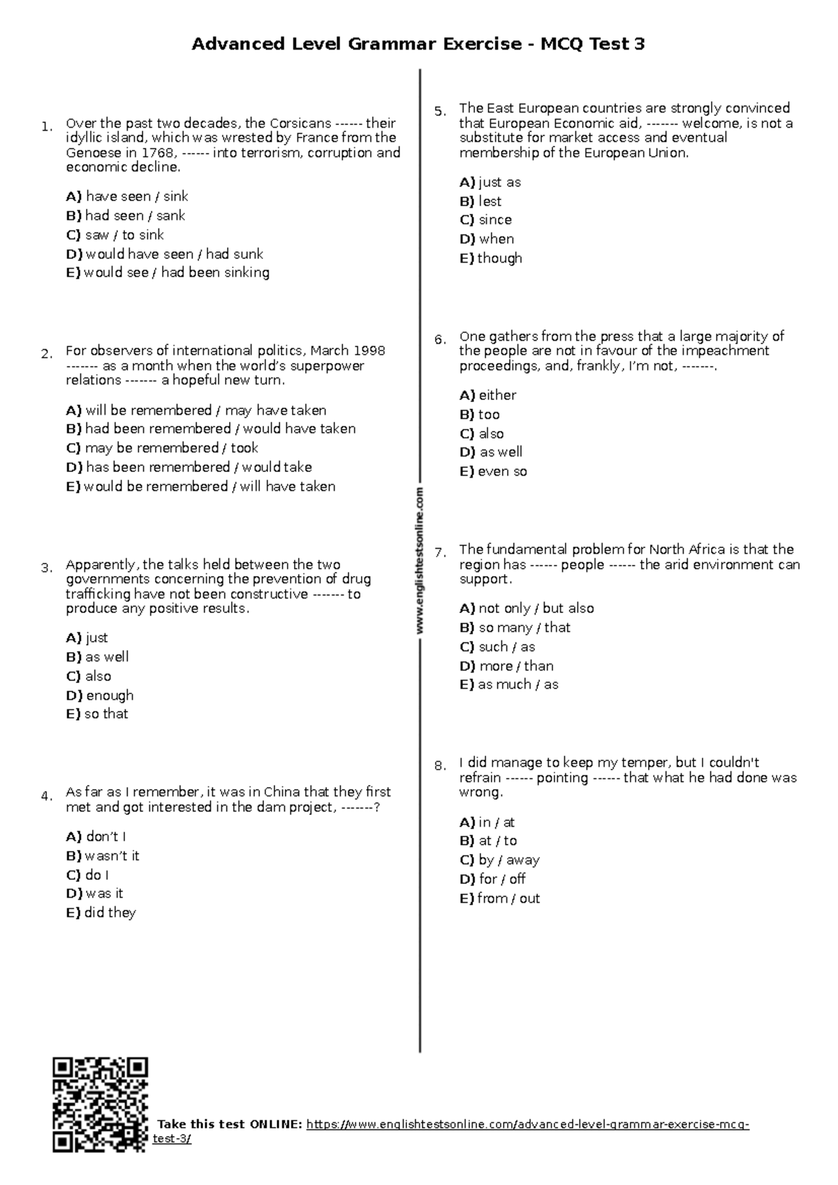 826 advanced-level-grammar-exercise-mcq-test-3 englishtestsonline ...