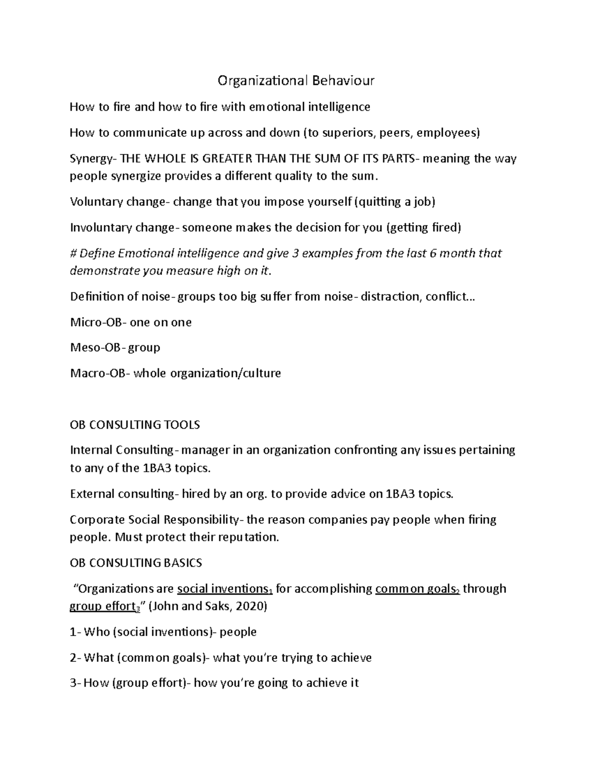 Organizational Behaviour Chapter 1 tutorial 3 week 3 - Organizational ...