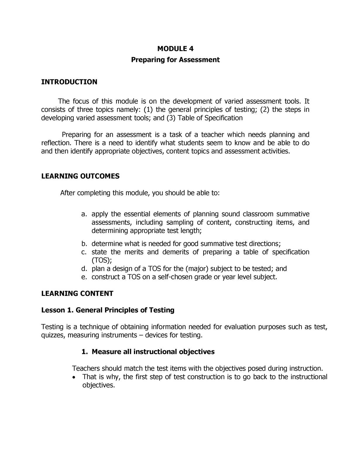 Module 4 Preparing For Assessment 1 - MODULE 4 Preparing For Assessment ...