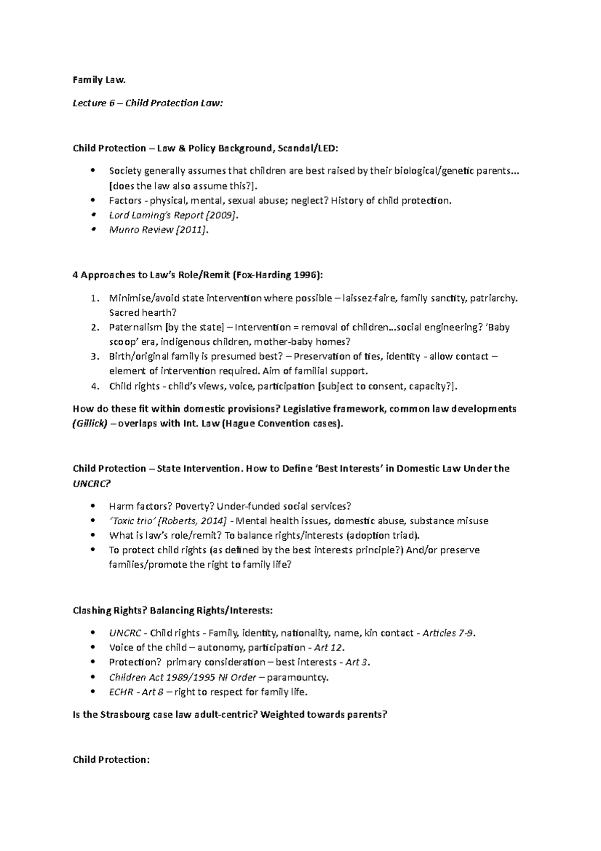 Family Law Child Protection Law Family Law. Lecture 6 Child Protection Law Child