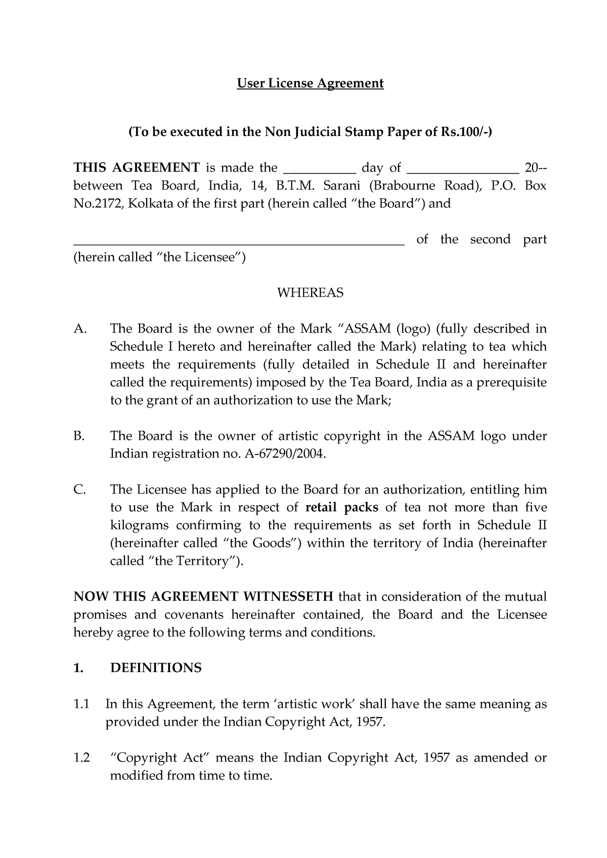 Assam logo Copyright License agreement Dec 18th 2014 pdf2029 - User ...