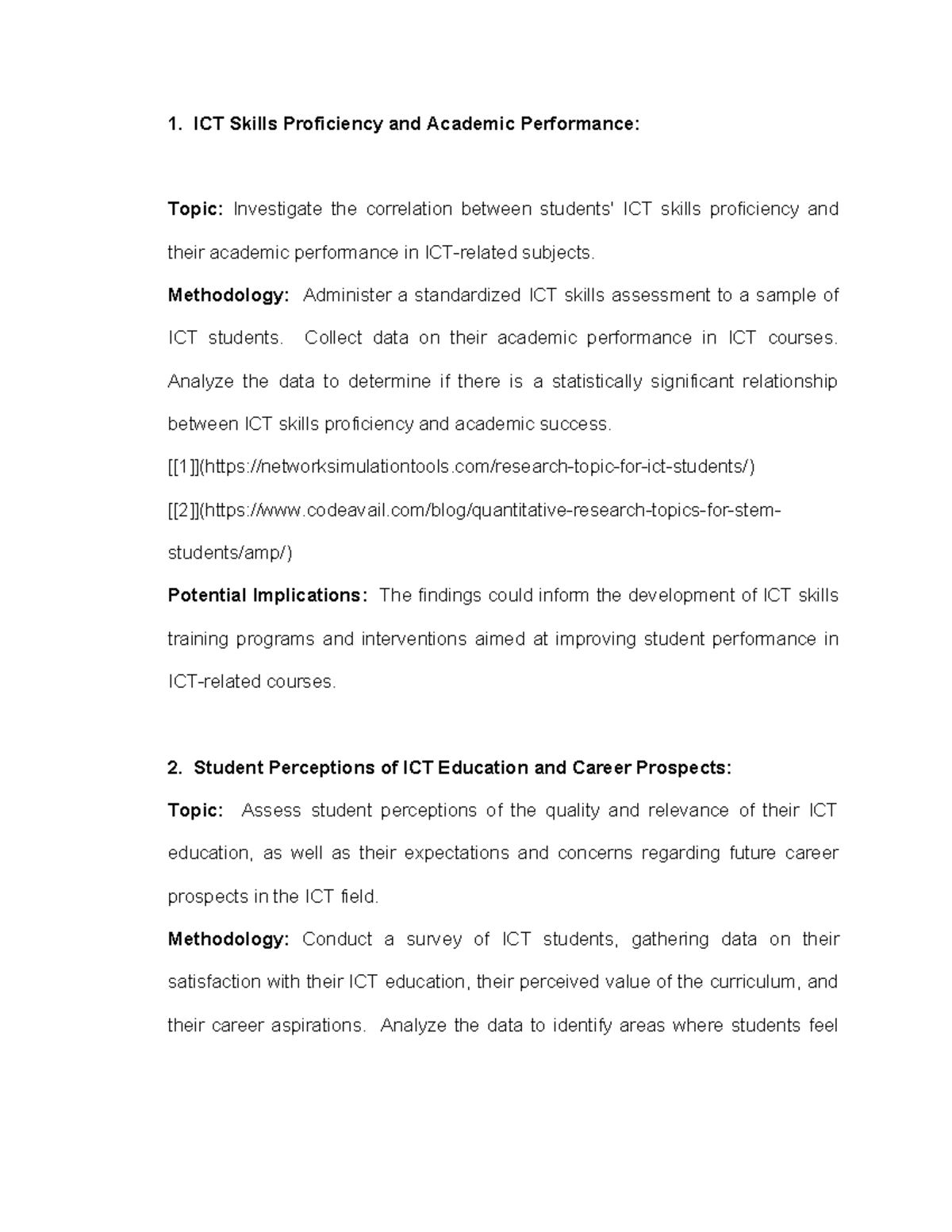 Research Topic ( Suggestions) - ICT Skills Proficiency and Academic ...