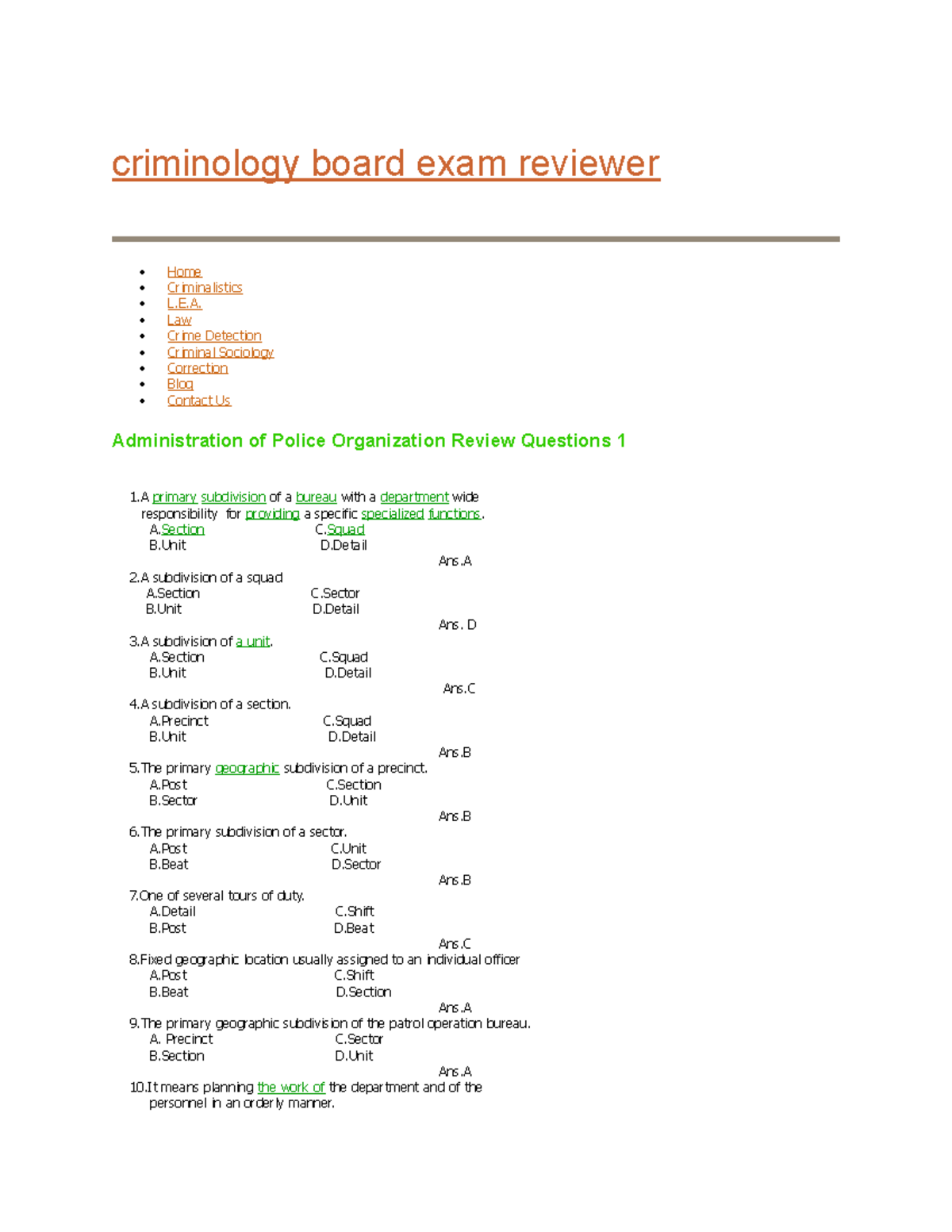 Pol - ADS - criminology board exam reviewer Home Criminalistics L.E ...