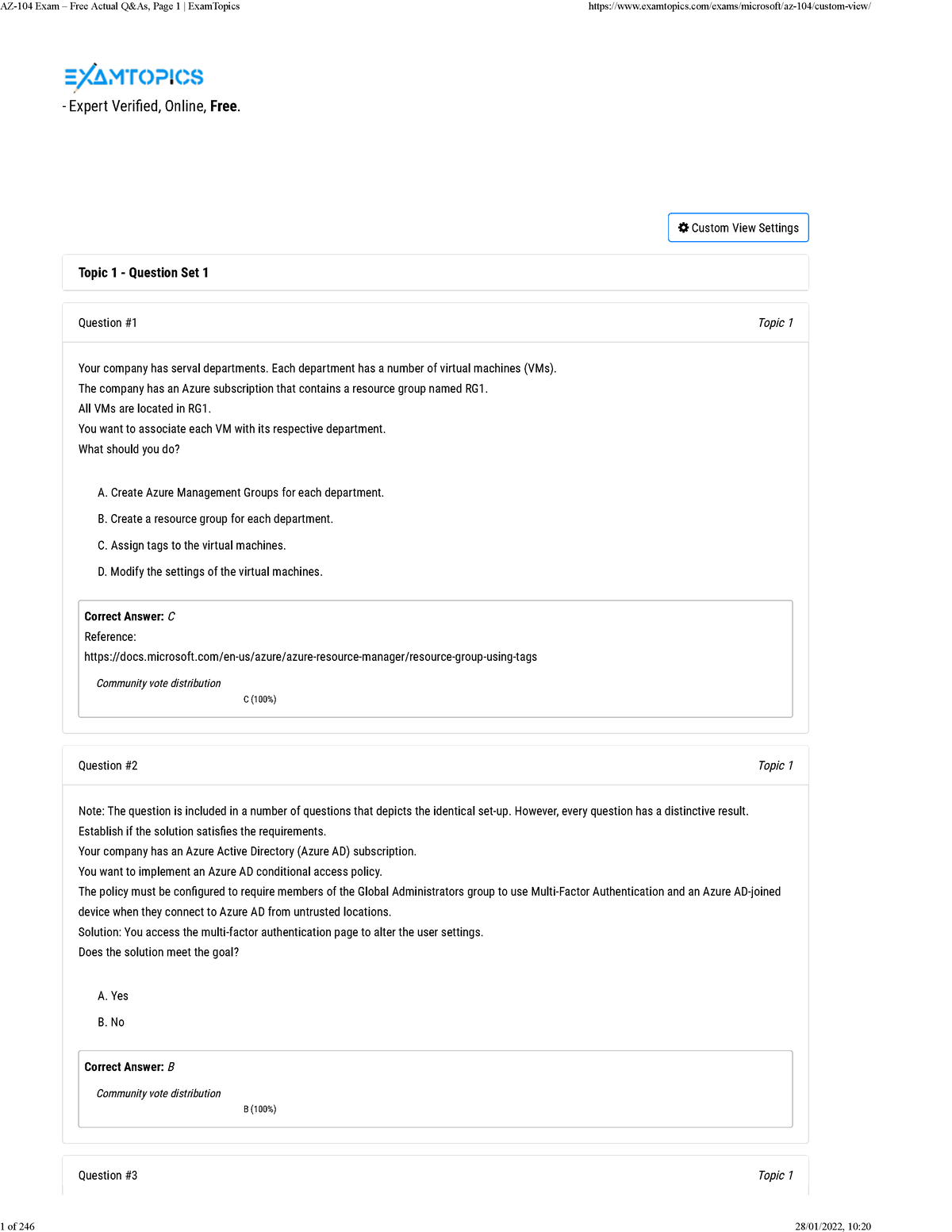 AZ-104 Exam – Free Actual Q&As, Page 1 Exam Topics -Without Comments ...