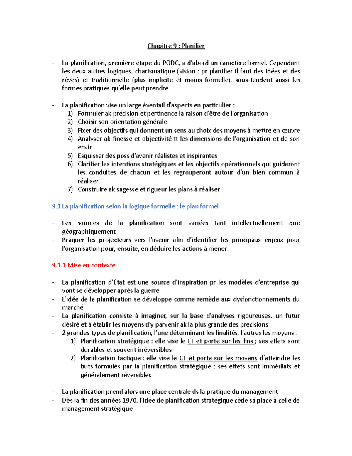 Chapitre 9 - Planifier - Chapitre 9 : Planifier La planification ...