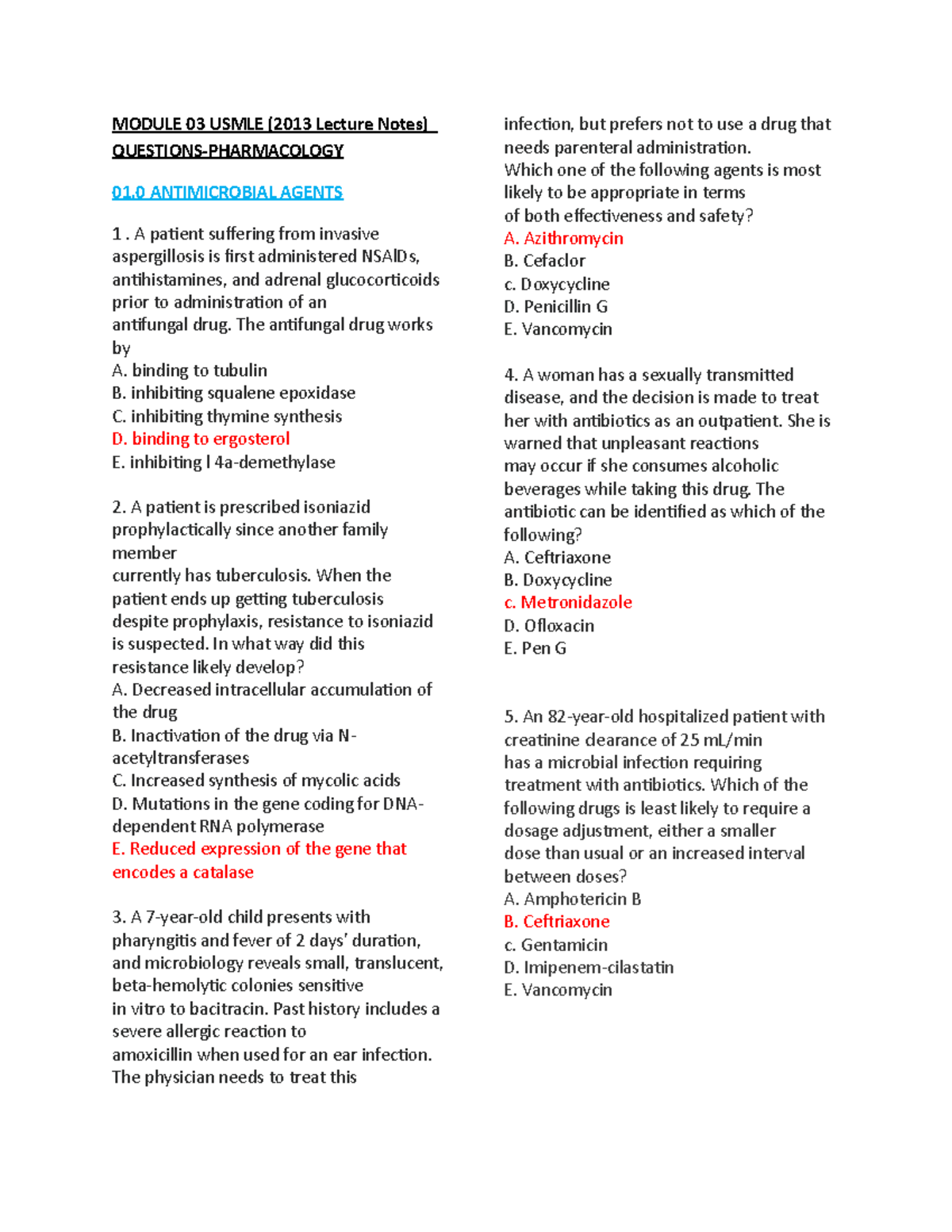 03.0 Module 03 Usmle Questions - MODULE 03 USMLE (2013 Lecture Notes ...