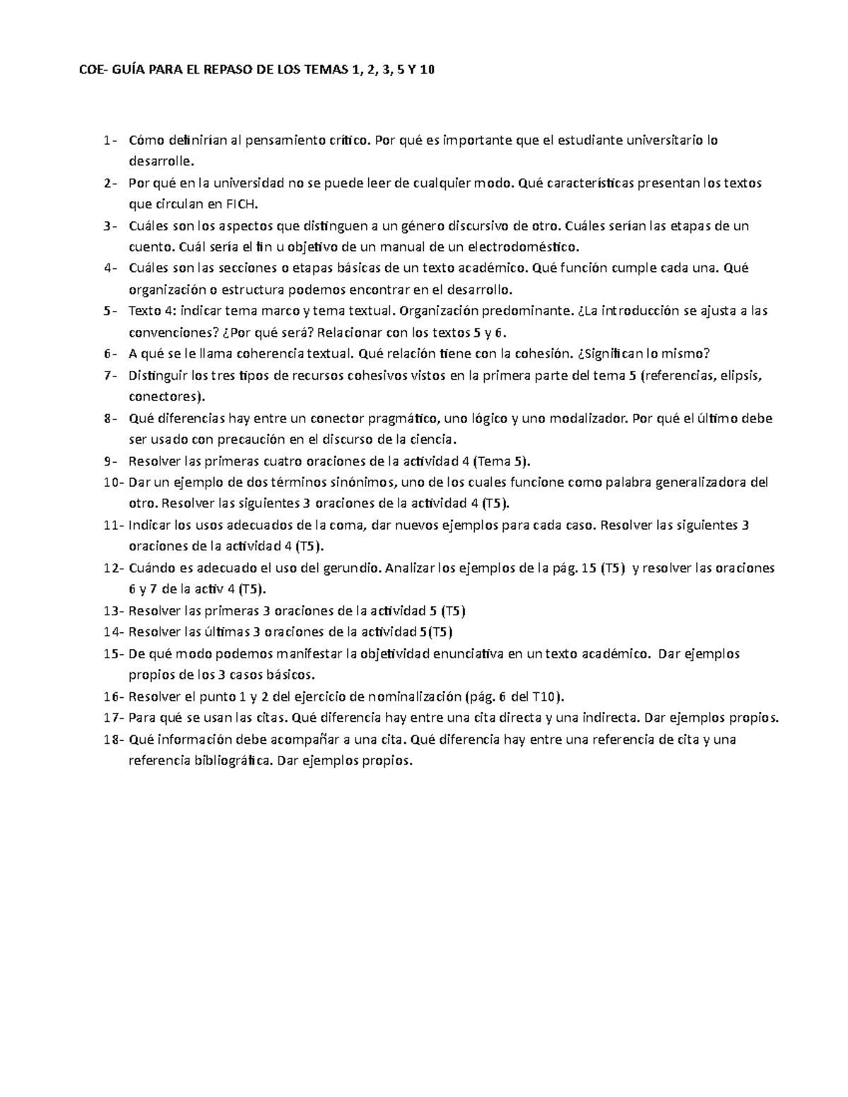 Repaso de temas1,2,3,5 y10 - COE- GUÍA PARA EL REPASO DE LOS TEMAS 1, 2 ...