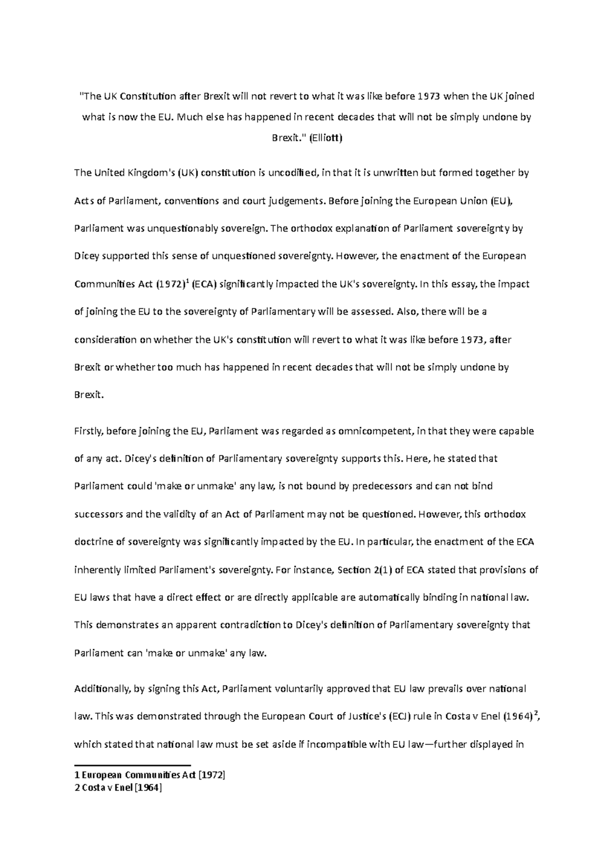 Brexit UK Constitution "The UK Constitution after Brexit will not