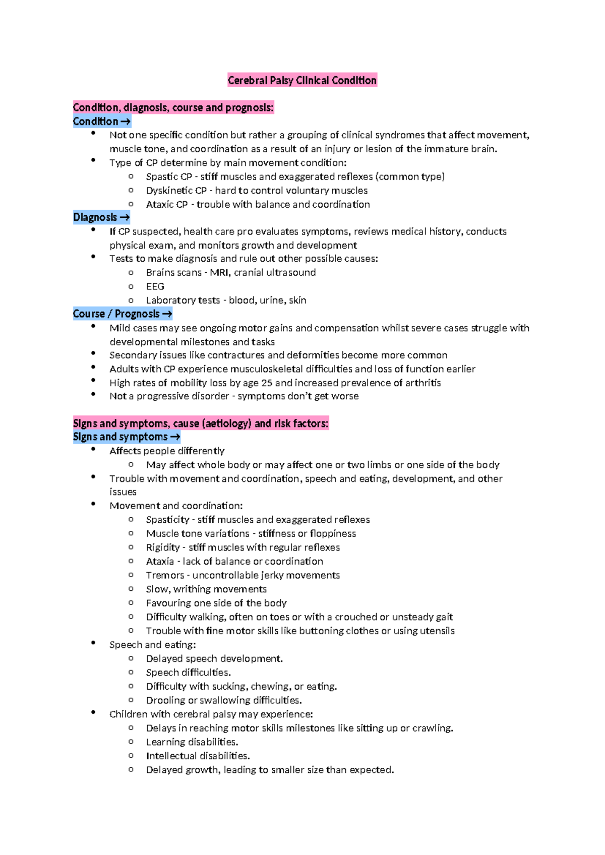 Clinical Condition - Cerebral Palsy - Cerebral Palsy Clinical Condition ...