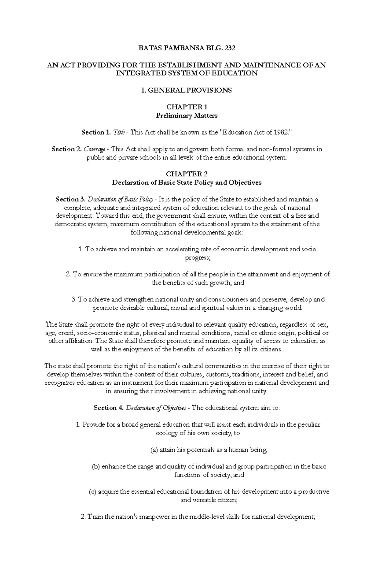 BP 232 - notes about law and study guides about different notes in BSE ...