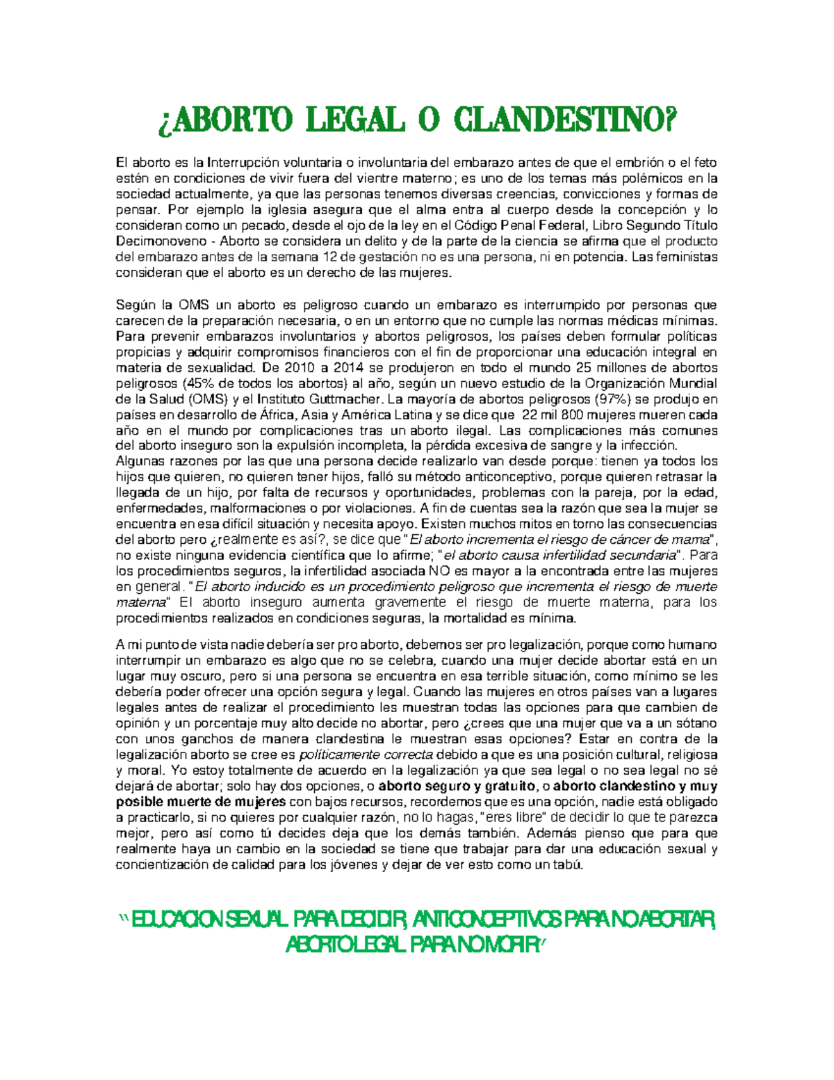 Artculo DE Opini N Art culo De Opini n Sobre El Aborto En M xico 