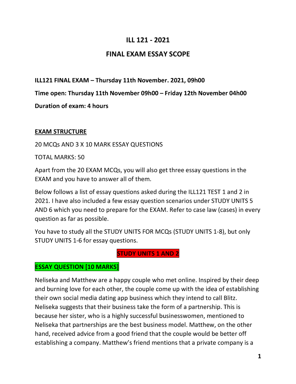 final exam essay