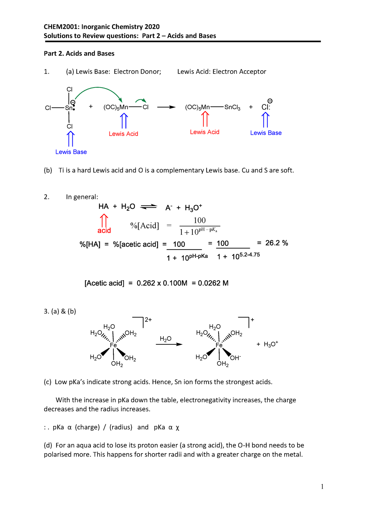 Acids and Bases - CHEM 200 1: Inorganic Chemistry 2020 Solutions to ...