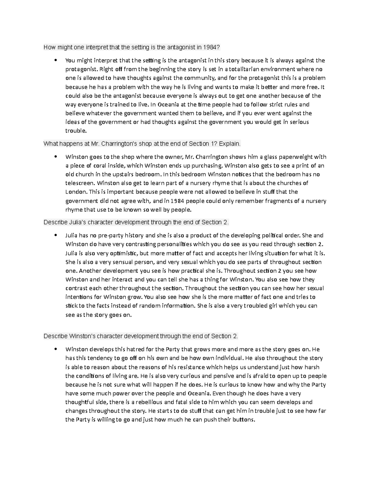 1984 Worksheet - How might one interpret that the setting is the ...