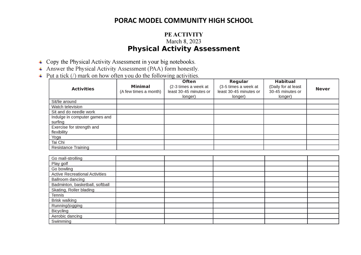 pe assignments