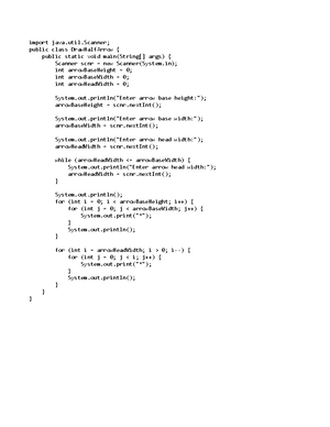 [Solved] Given two input integers for an arrowhead and arrow body print ...