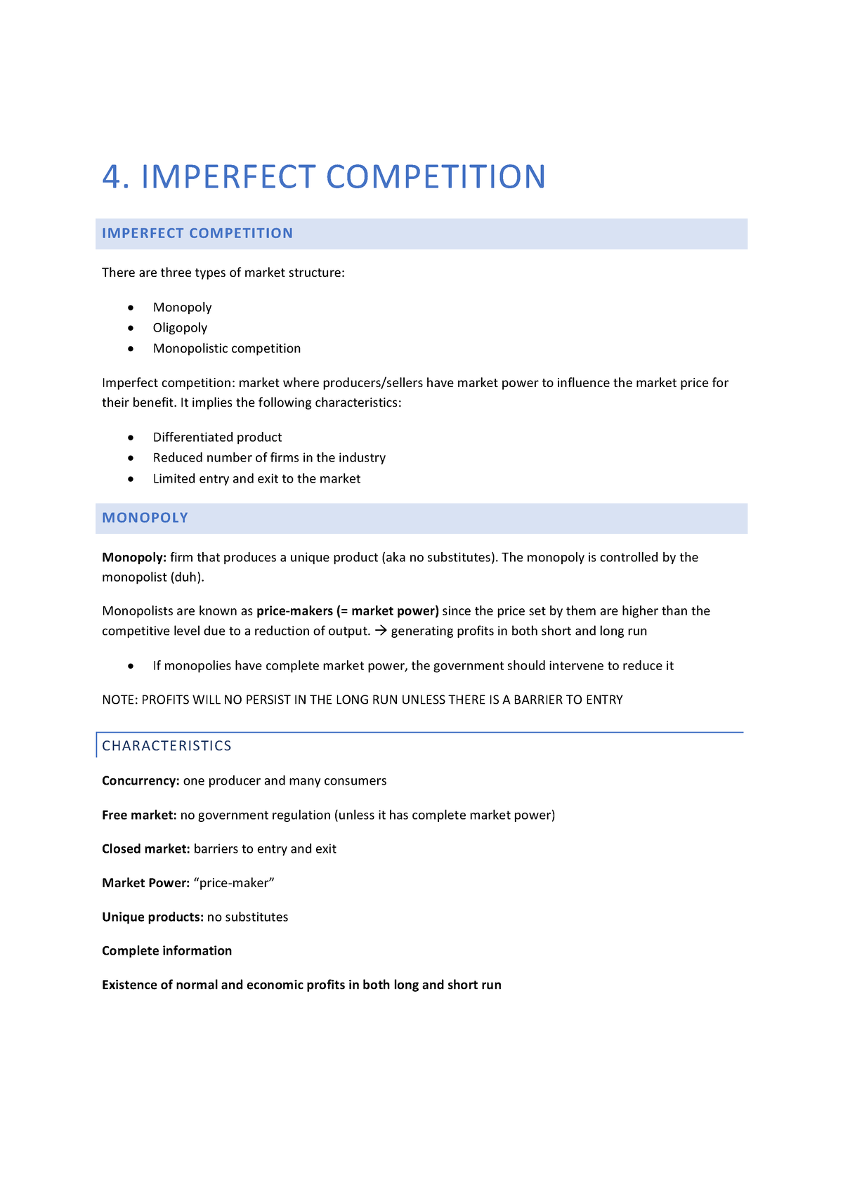 4. Imperfect Competition - 4. IMPERFECT COMPETITION IMPERFECT ...