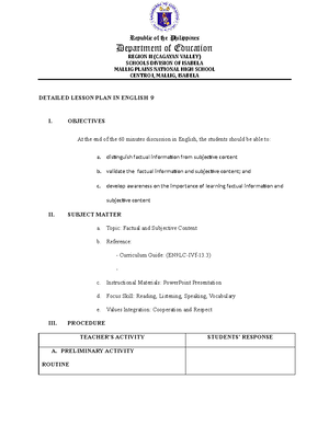 Lesson Plan Week 1 - Republic of the Philippines Department of ...