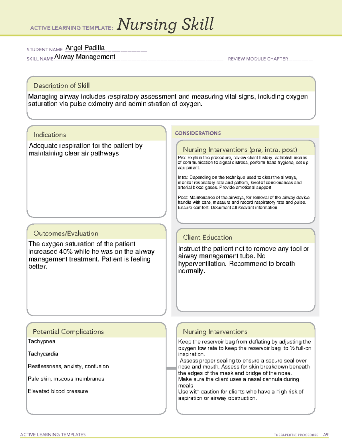 Airway Management Ati Template