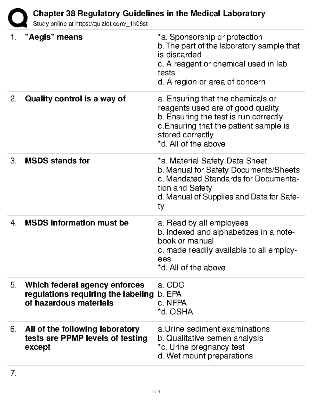 Chapter 38 Regulatory Guidelines in the Medical Laboratory Study