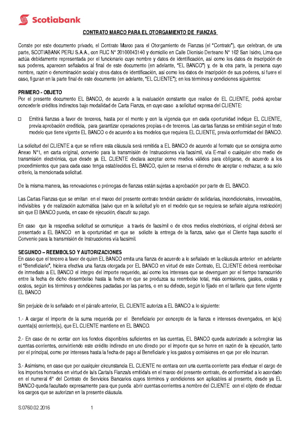 Contrato Marco Fianza - CONTRATO MARCO PARA EL OTORGAMIENTO DE FIANZAS ...