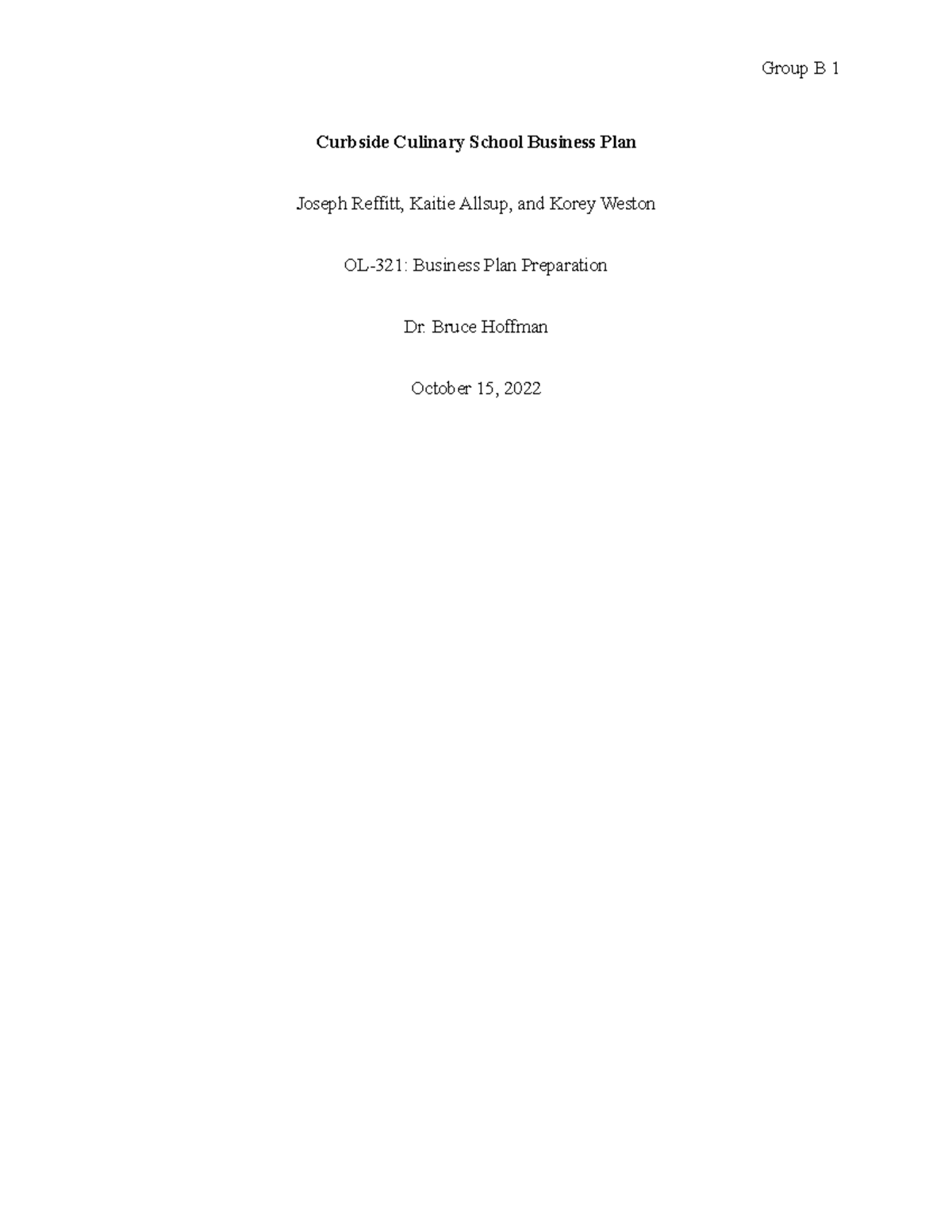 culinary school business plan pdf