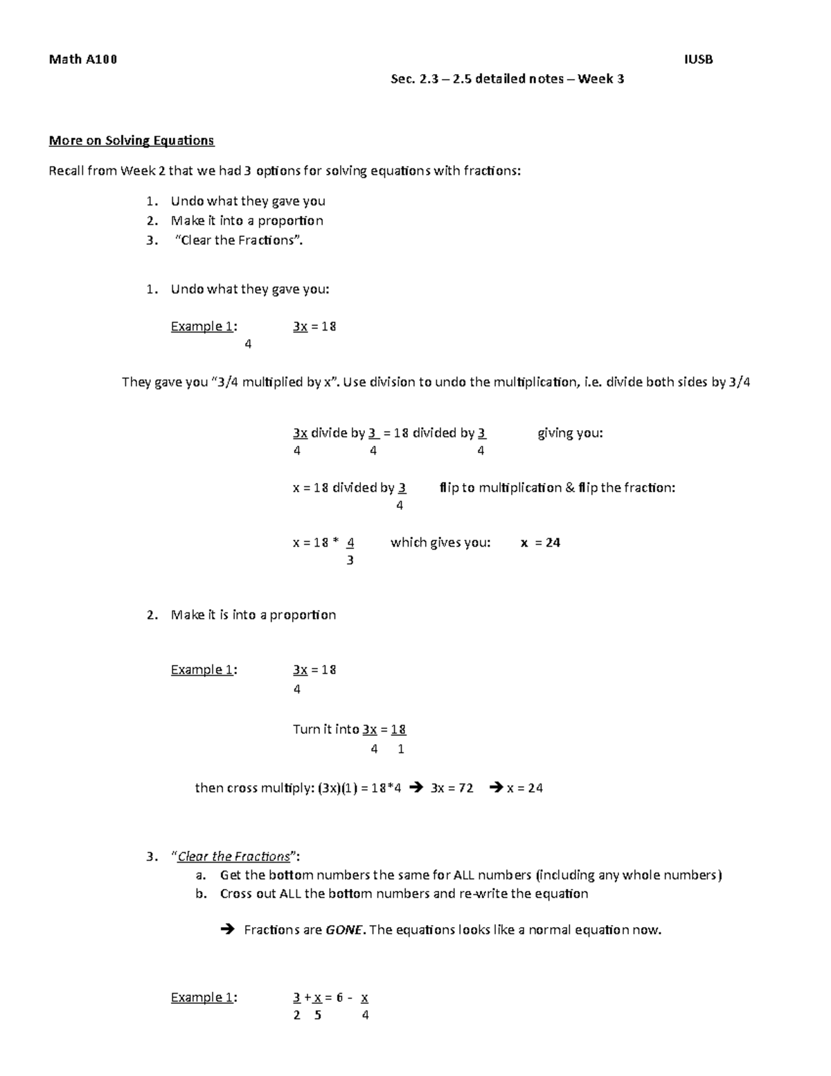 Sec. 2.3 detailed notes - Week 3 - Math A100 IUSB Sec. 2 – 2 detailed ...