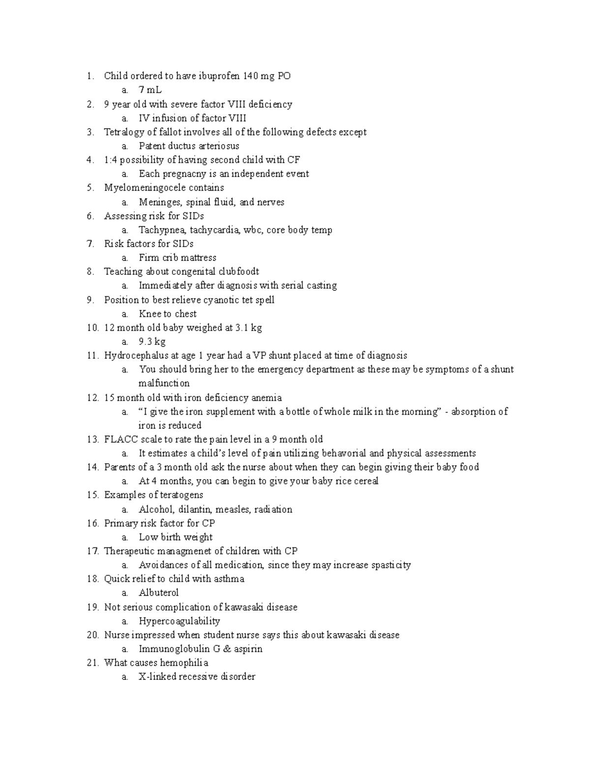 Final Exam Jot-Down - Pediatrics USFCA Nursing 2022 Fall Semester ...