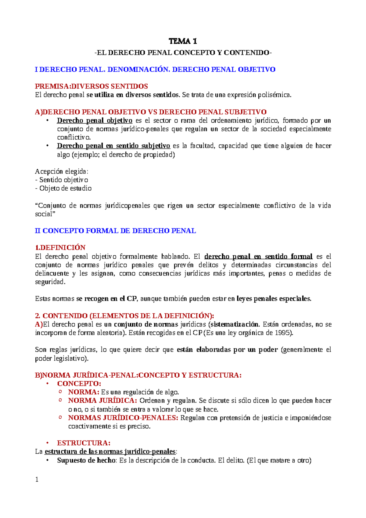 Penal Lección 1 - Resumen Leccion 1 - TEMA 1 -EL DERECHO PENAL CONCEPTO ...