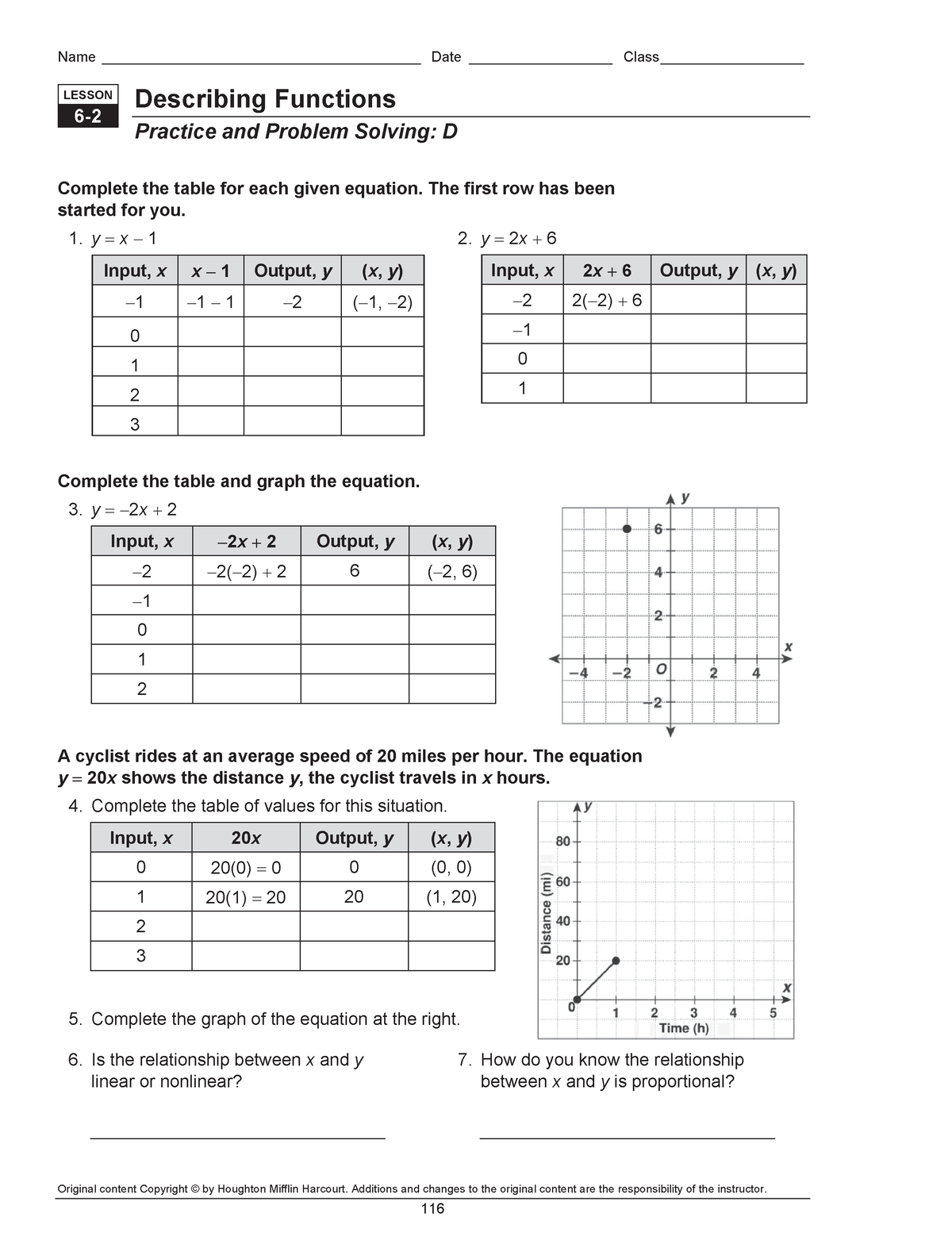 describing functions practice and problem solving d