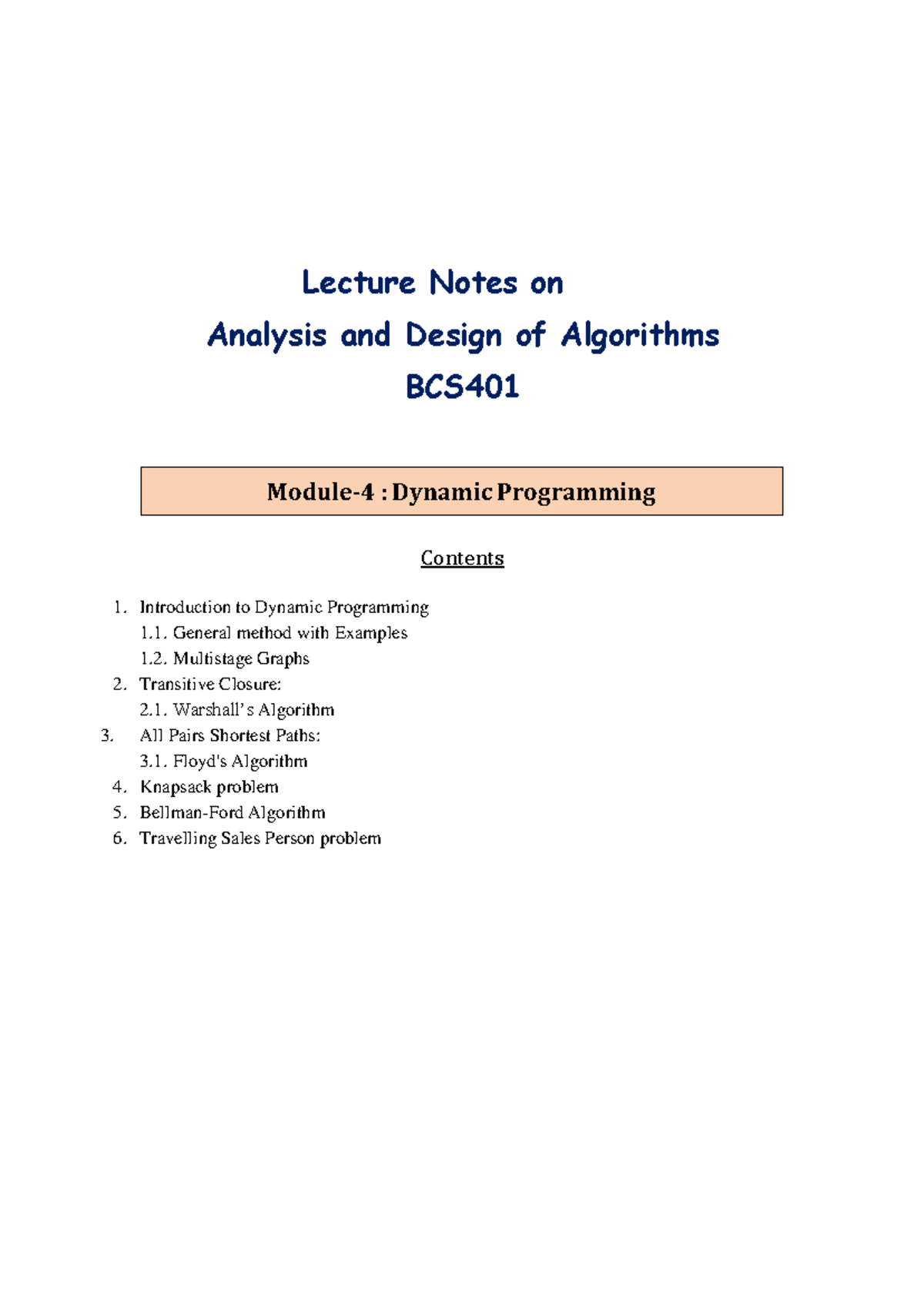 BCS401 ADA m4 notes - Analysis and design of algorithm - Module- 4 ...